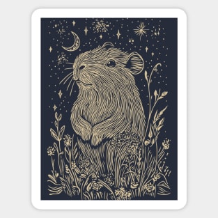 Celestial Capybara in Moonlit Tranquility – Gentle Nature Spirit Sticker